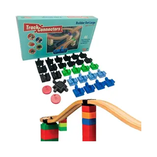 TOY2 Builder Set Large Mit 29 Schienenverbindern | Bauset Verschiedene Track Connectors | Holzschienen Verbinder