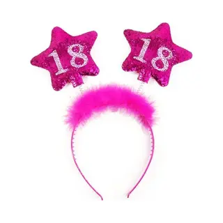 PartyDeco Haarreif Zahl #18 Pink