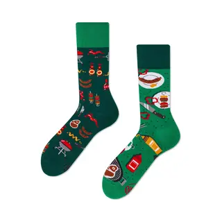 Lustige Grill Socken Für Damen Und Herren Von Many Mornings, Bbq Time Mismatched Socken, 35-38