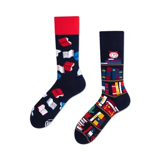 Many Mornings Bunte Lustige Socken Für Damen Und Herren Größe 39-42 Bücher-Motiv