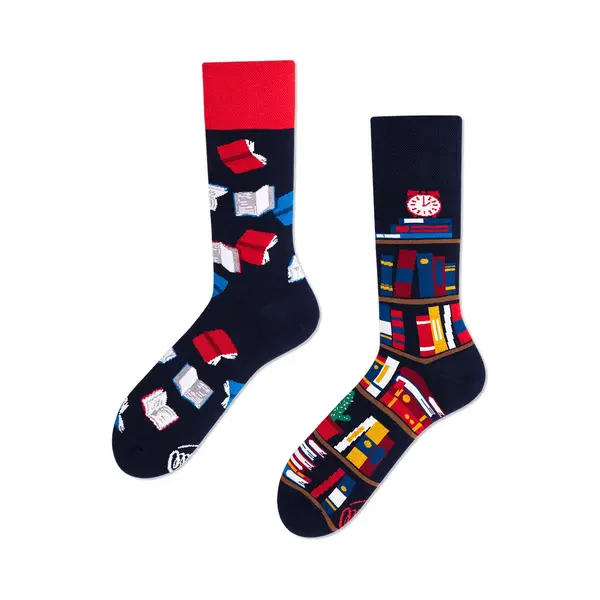 Many Mornings Bunte Lustige Socken Für Damen Und Herren Größe 39-42 Bücher-Motiv thumbnail