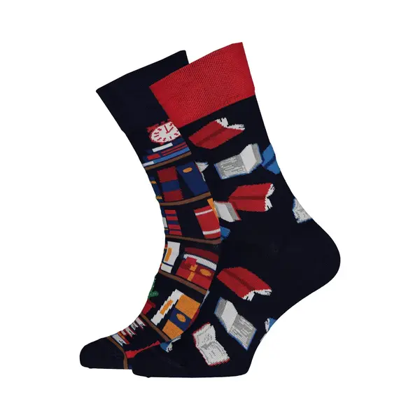 Many Mornings Bunte Lustige Socken Für Damen Und Herren Größe 43-46 Bücher-Motiv thumbnail