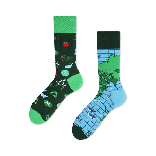 Many Mornings Unisex Save The Planet Mismatched Socken, Multi-Color, 35-38 thumbnail