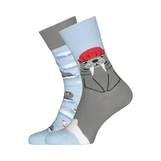 Many Mornings Lustige Socken Unisex 43-46 The Walrus Bunte Baumwollsocken Mit Walross-Motiv Ungleiche Paar-Socken Nachhaltig Und Bequem Geschenkidee