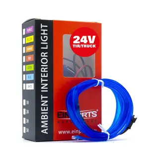 Einparts Led Ambient Interieurverlichting 2m Blauw - Universele 24V Truck Sfeerverlichting 360 Graden Dunne 2mm Strip Compleet Pakket