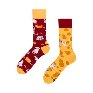 Many Mornings Unisex Sokken - Mouse And Cheese - Unisex - Maat, 35 - 38