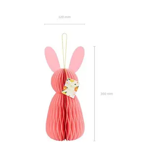 Partydeco, Paasdecoraties, Honingraat - Konijn Roze (30cm) (1 x)