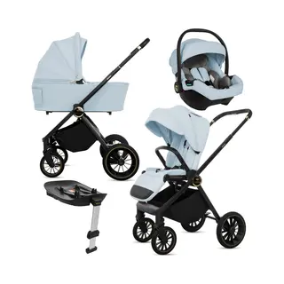 BabyLux® Kinderwagen 3in1 Set Rosso, Faltbar Leicht Kombikinderwagen Set Incl. Babywanne, Buggy Sportsitz, Babyschale I-Size, Wickeltasche Und Mehr