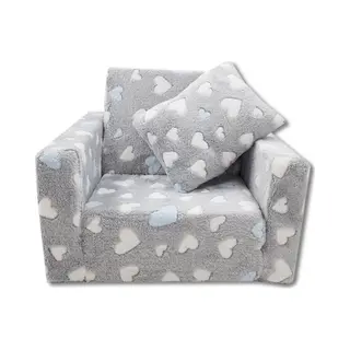 Odolplusz Kinderstoel, Relaxstoel, Knuffelstoel (grijs (hart Grijs) + Blauw)