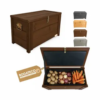Bogateco Geïsoleerde Tuinkist Met Deksel - Thermobox 55L - Houten Kist Voor Groente & Fruit - 79x46x39cm - Verstelbare Vakken