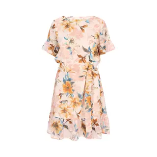 Usha Jurk 'Casual' Crème / Azuur / Oranje / Rosa