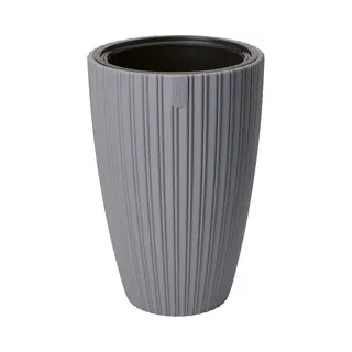 Form Plastic Plantenpot/bloempot Mika - Kunststof - Lichtgrijs - D30 X H48 Cm - Met Binnenpot - Rond