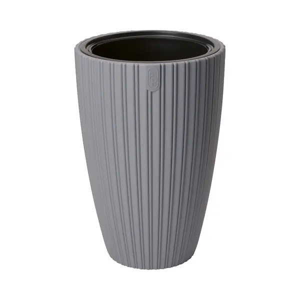 Form Plastic Plantenpot/bloempot Mika - Kunststof - Lichtgrijs - D30 X H48 Cm - Met Binnenpot - Rond thumbnail