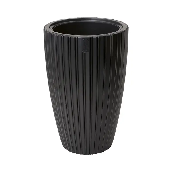 Form Plastic Plantenpot/bloempot Mika - Kunststof - Zwart - D30 X H48 Cm - Met Binnenpot - Rond thumbnail