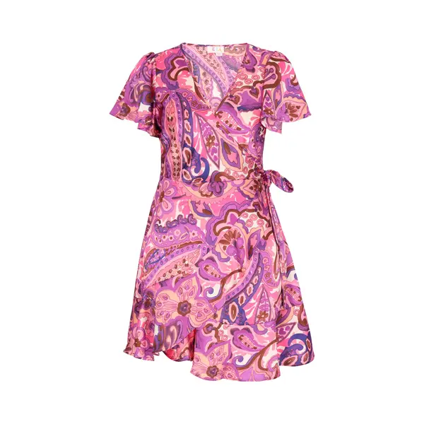 Izia Jurk 'Festival' Chocoladebruin / Lila / Violetblauw / Lichtroze thumbnail