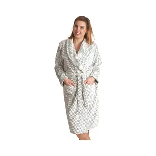 Cocodream Fleece Damesbadjas Wit/lichtgroen-m
