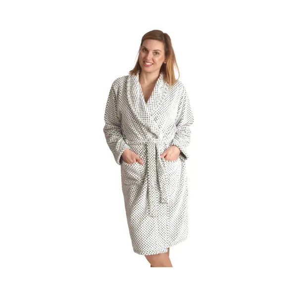 Cocodream Fleece Damesbadjas Wit/lichtgroen-m thumbnail