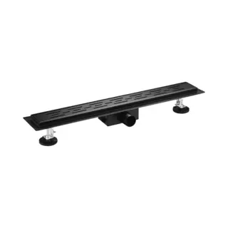 Bes Led Douchegoot Met Rooster - Leoni Trun - 50cm - Vloerflens - Rvs - Zwart