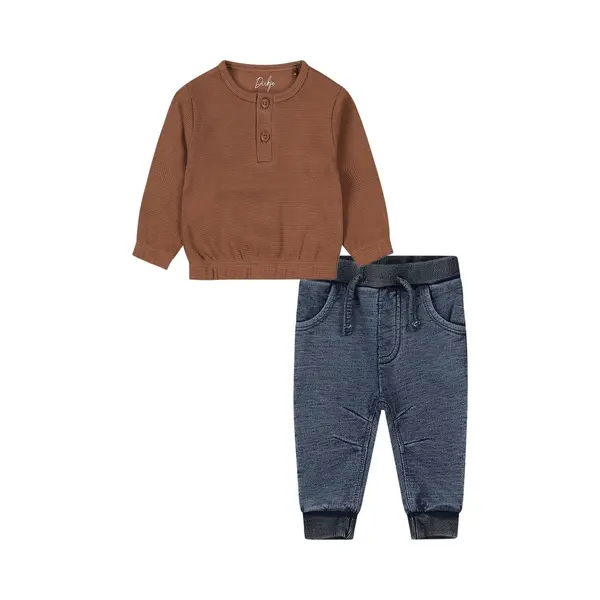 Dirkje - Kledingset - Broek Indigo Blauw - Sweater Bruin - Maat 86 thumbnail