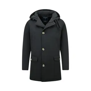 Enos Lange Jas Heren - Winterjas Heren - Parka Heren Winterjas - Heren Winterjassen Volwassen - Gewatteerde Jassen - 7101 - Zwarte Jas