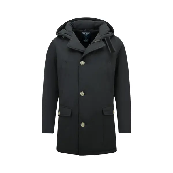 Enos Lange Jas Heren - Winterjas Heren - Parka Heren Winterjas - Heren Winterjassen Volwassen - Gewatteerde Jassen - 7101 - Zwarte Jas thumbnail