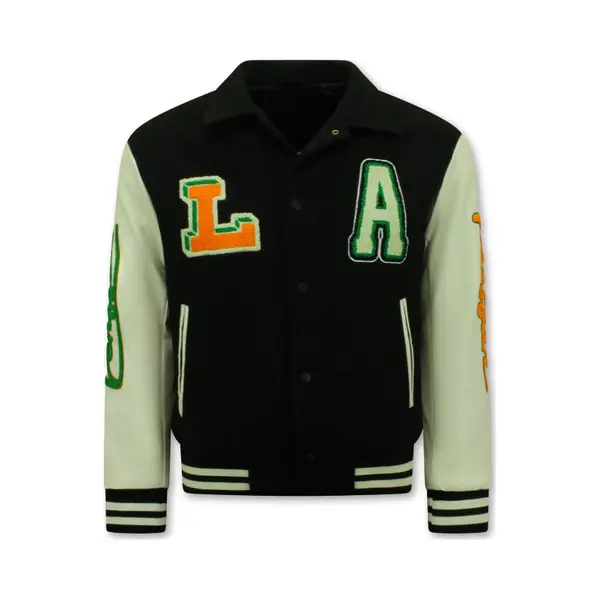 Enos Baseball Jacket - Bomberjack Heren - Geborduurde Vintage Varsity Jacket Heren Oversized - 851 - Zwart thumbnail