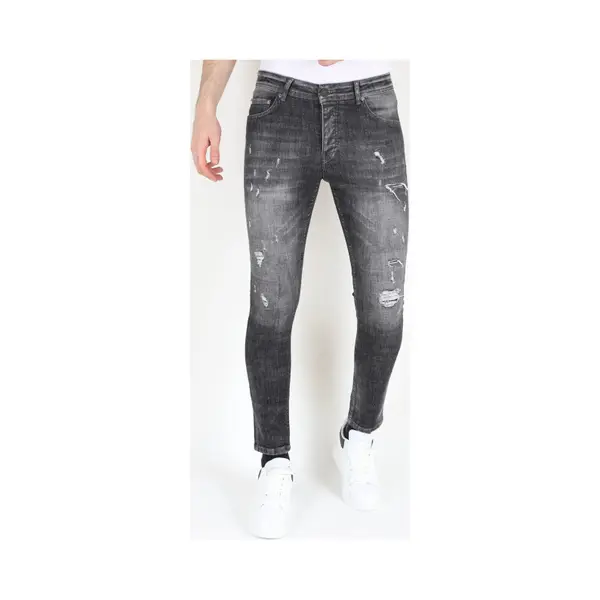 Mario Morato Slim Fit Street Fashion Cotton Jeans Met Scheuren Heren -MM110- Grijs thumbnail