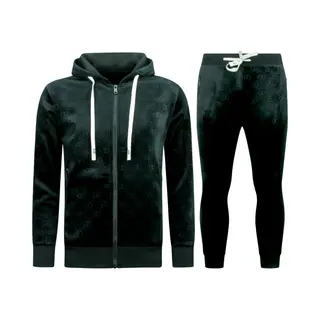Topstar Trainingspak Heren - Dik Geweven Joggingpak Heren Volwassenen - Teddy Huispak Heren - Tracksuit Twinset - 11893 - Zwart