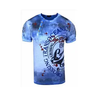 Rusty Neal - Heren T-Shirt - Blauw - Zachte Stof - Italianstyle