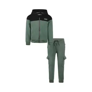 Koko Noko - Basic Collection - Biologisch Katoen - Kledingset - 2 Delig - Joggingbroek - Sweater - Dark Green - Maat 98