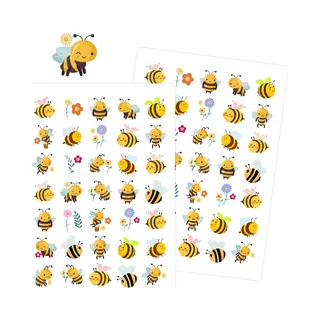 Allemaalstickersenzo Bijen Stickers - 2 Stickervellen Met 70 Bijtjes Stickers - Lente Stickers