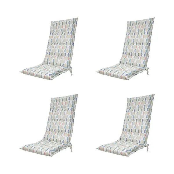 Madison - Tuinstoelkussen Hoge Rug Trivia Natural - Ca. 123x50 Cm - Set Van 4 thumbnail