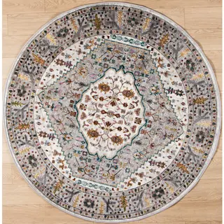Muratap Picasso Bellagio Rond Vintage Vloerkleed - Multi / Creme - Laagpolig- 160 Cm Rond