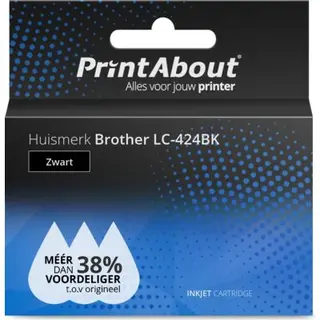 PrintAbout Huismerk Brother Lc-424BK Inktcartridge Zwart