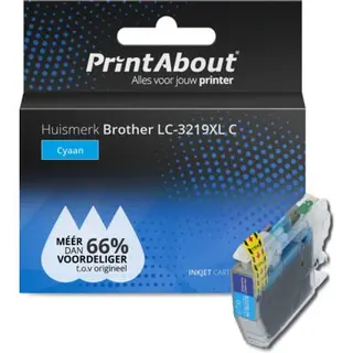 PrintAbout Huismerk Brother Lc-3219XL C Inktcartridge Cyaan Hoge capaciteit