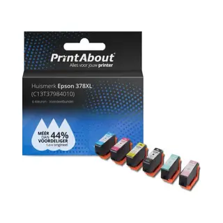 PrintAbout Huismerk Epson 378XL (C13T37984010) Inktcartridge 6-kleuren Voordeelbundel Hoge capaciteit