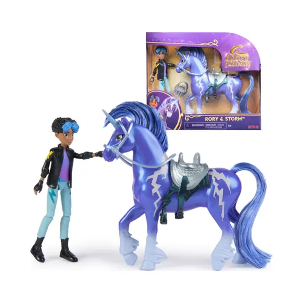 Spin Master Unicorn Academy Set - Rory und Einhorn Storm mit echter Mähne und Schweif sowie Bürste, ca. 12 cm große Originalfiguren zur beliebten Netflix Serie thumbnail
