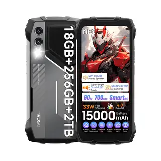 Oscal Pilot 1 Smartphone - 6.67 Inch - 16GB Ram - 256GB Rom - 15000mAh - Onbreekbare Smartphone - 50MP+32MP - Android 14 - Nfc - Gps - Zwart