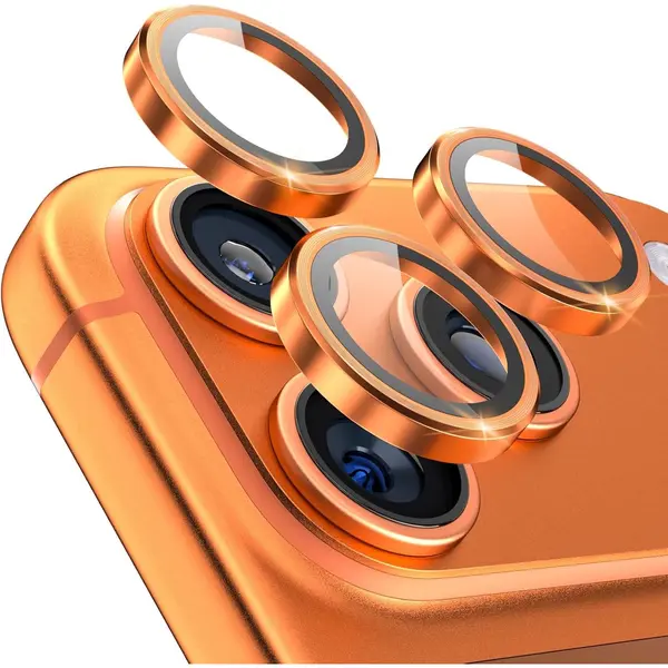 Blueo Camera Lens Protector Geschikt Voor IPhone 17 Pro & 17 Pro Max - Rvs & Glas - Oranje thumbnail