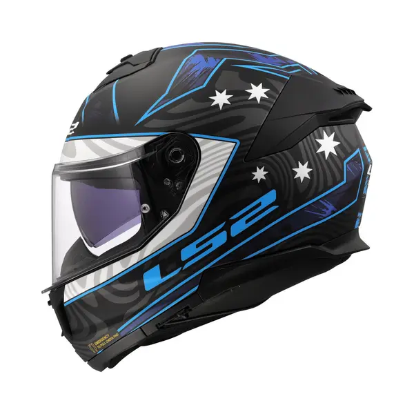 LS2, Integraler Motorradhelm Stream Ii Galdam Matt Black Blue, L thumbnail