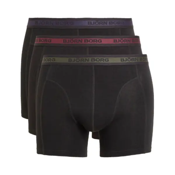 Björn Borg - Heren - Boxershort Contrast 3-Pack - Grijs/Groen/Rood/Zwart - Maat S thumbnail