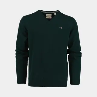 Gant Für Herren. 87212 Pullover Mit V-Ausschnitt Aus Feiner Grüner Wolle (L), Lässig, Langarm
