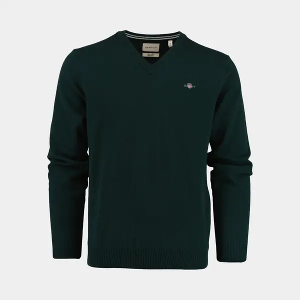 Gant Für Herren. 87212 Pullover Mit V-Ausschnitt Aus Feiner Grüner Wolle (L), Lässig, Langarm thumbnail