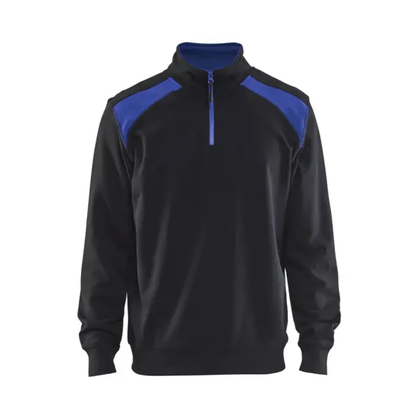 Blåkläder Blaklader Sweatshirt Bi-colour Met Halve Rits 3353-1158 - Zwart/Korenblauw - Xs thumbnail