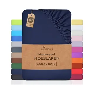 NatureMark - Mikrofaser Spannbettlaken Zum Sparpreis! Viele Größen Und Farben Markenware (180x200-200x200 Cm, Navy Blau)