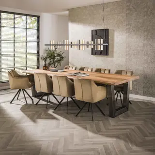 Hoyz Collection Hoyz - Eetkamertafel - Stam - Zwart Rvs Onderstel - 300x100x77