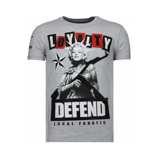 Local Fanatic Loyalty Marilyn - Rhinestone T-shirt - Grijs thumbnail