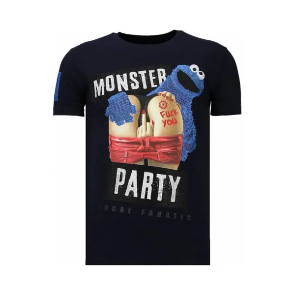 Local Fanatic Monster Party - Rhinestone T-shirt - Navy thumbnail