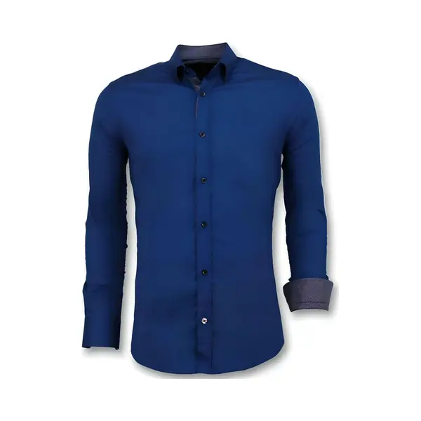 Tony Backer Getailleerde Overhemden Mannen - Blanco Blouse - 3041 - Blauw thumbnail
