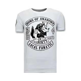 Local Fanatic Exclusieve Heren T Shirt Met Print - Sons Of Anarchy Mc - Wit